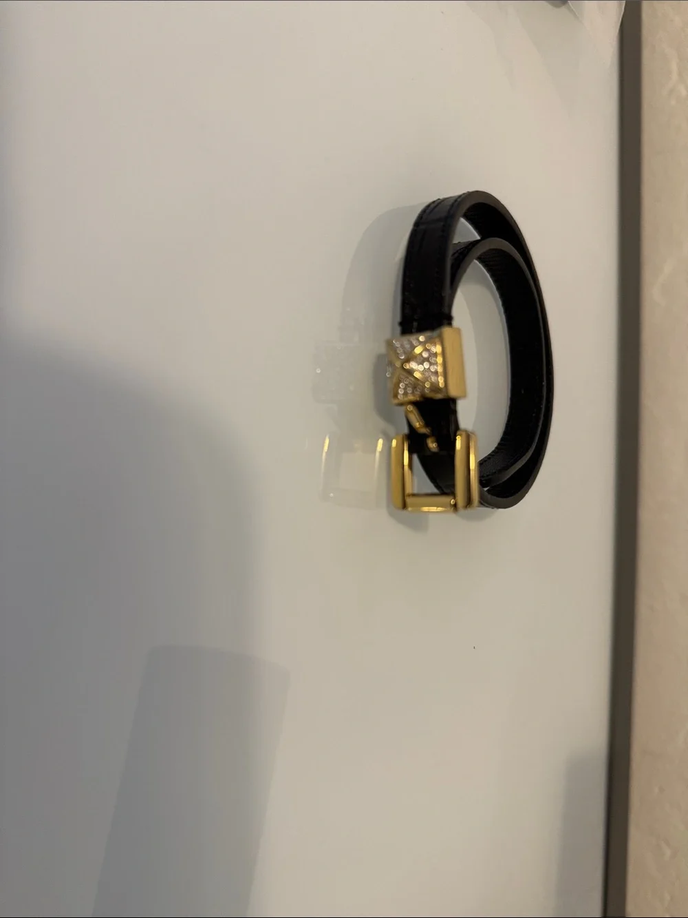 Henry Bendell Black Leather Wrap Bracelet with Gold Accents